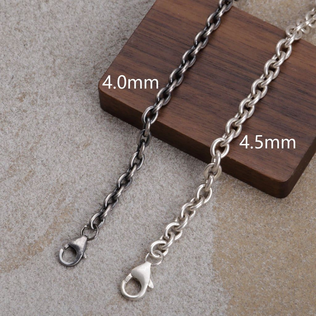 925 Sterling Silver Oval-shaped Anklet-3mm-10mm-Cable Chain For Unisex
