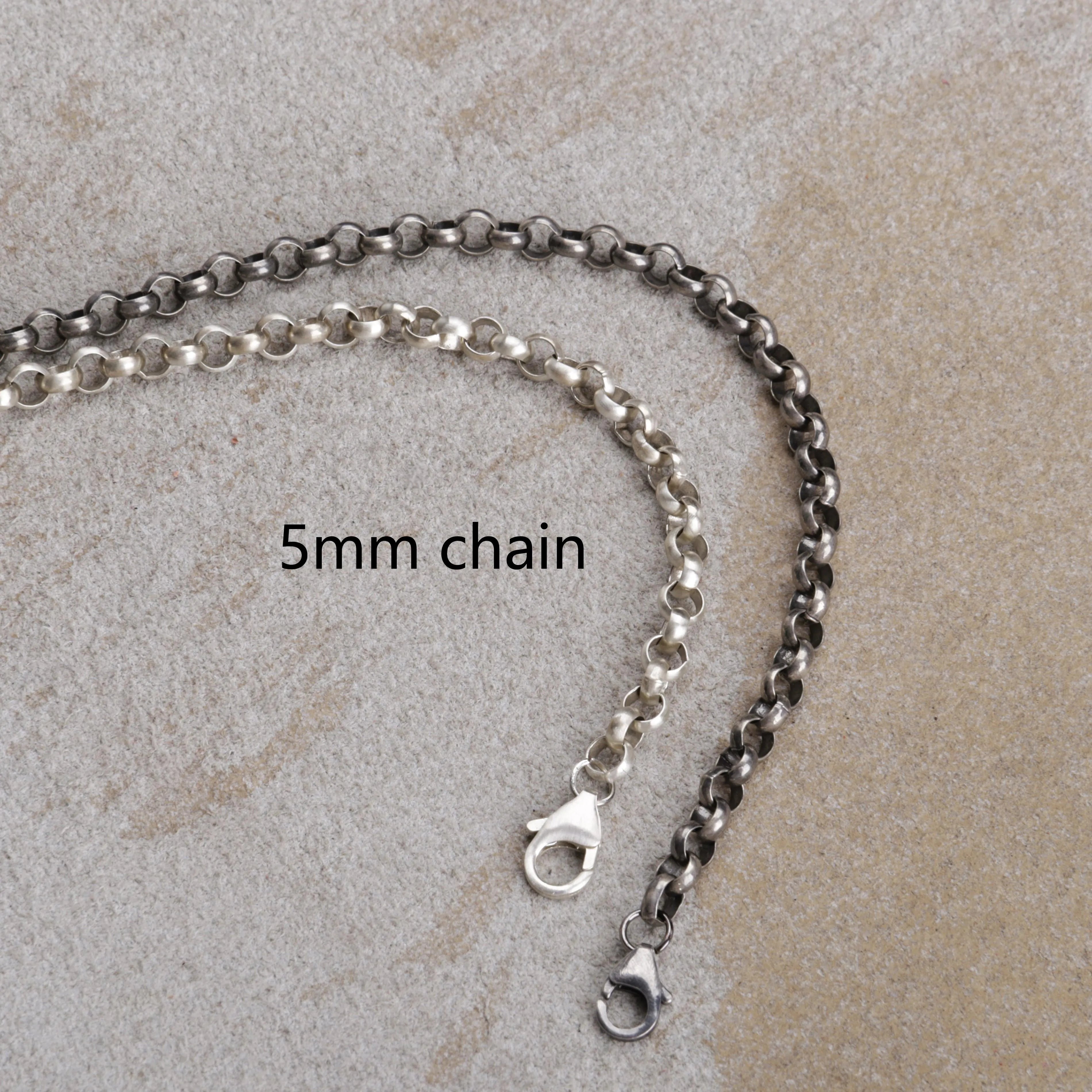 Unisex 925 Silver Rolo Anklet Chain -Oxidized & Polished Necklace
