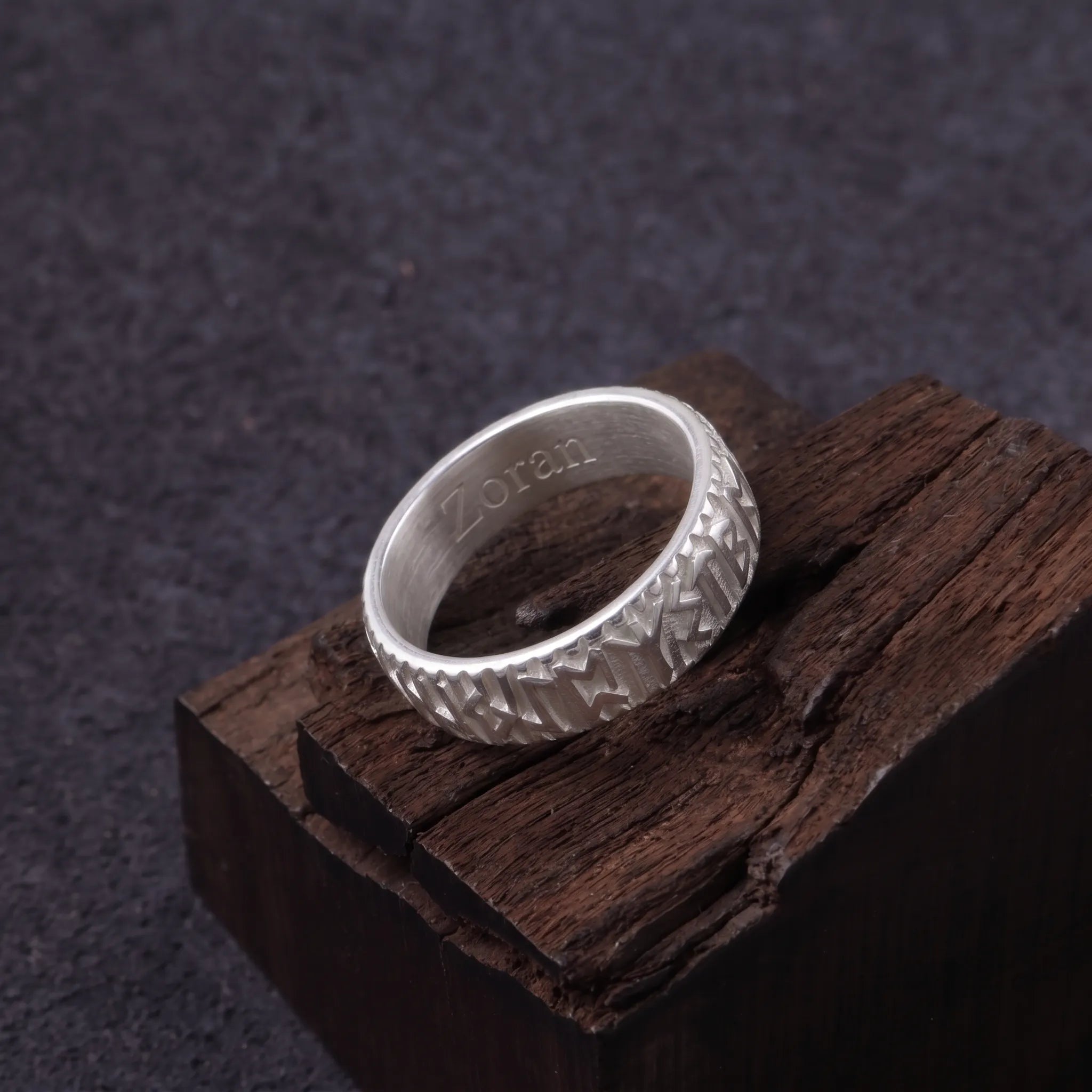 Personalized Viking Rune Ring - Custom Engraved Men's 925 Streling Silver Band