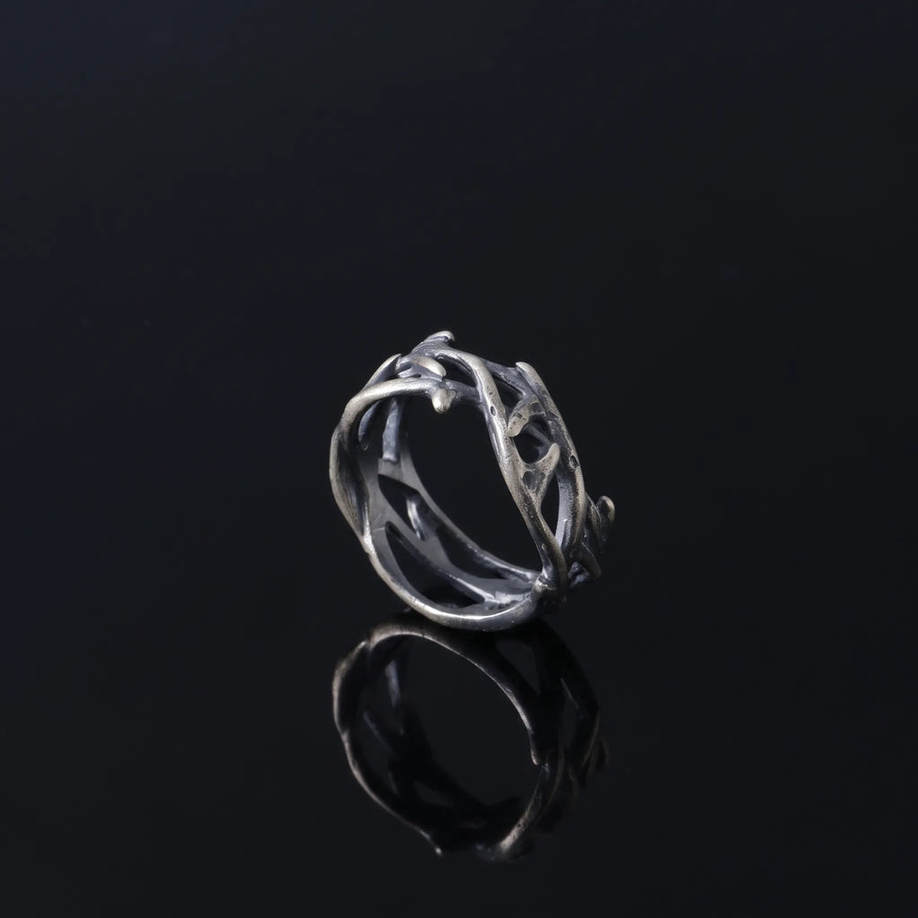 925 Sterling Silver Thorn Ring, Gothic Crown of Thorns Band Jewelry