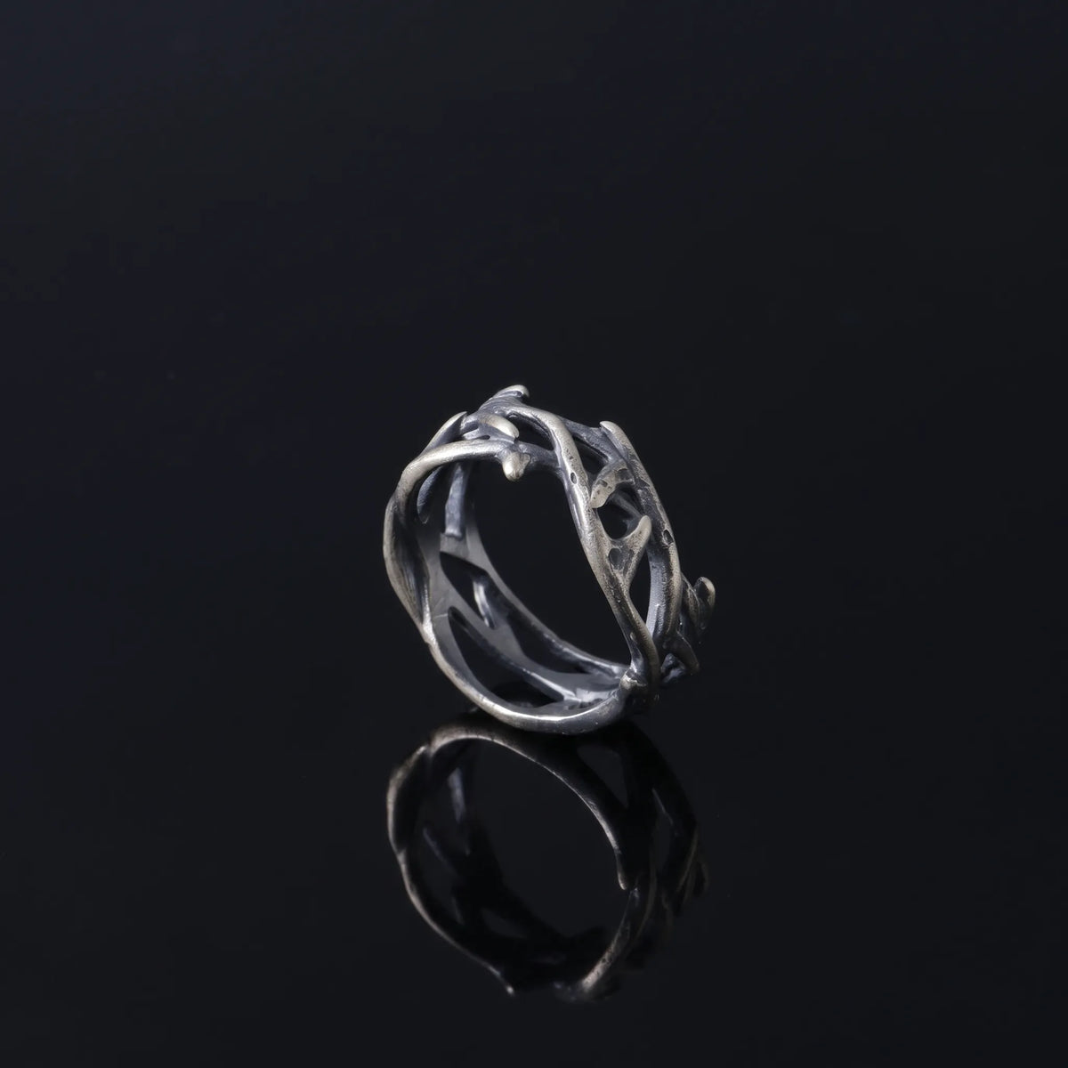 925 Sterling Silver Thorn Ring, Gothic Crown of Thorns Band Jewelry