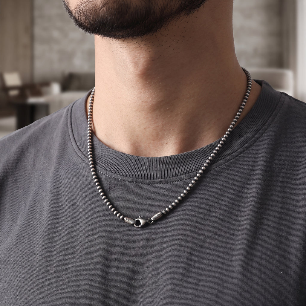 Unisex Solid Silver2.5mm Bead Ball Chain-Minimalist Necklace