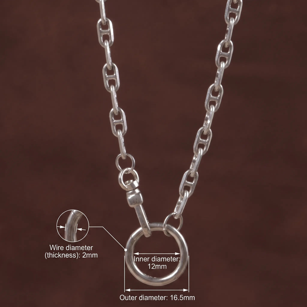 Unisex 925 Sterling Silver Mariner Anchor Chain Necklace-Spring Clasp for Pendant