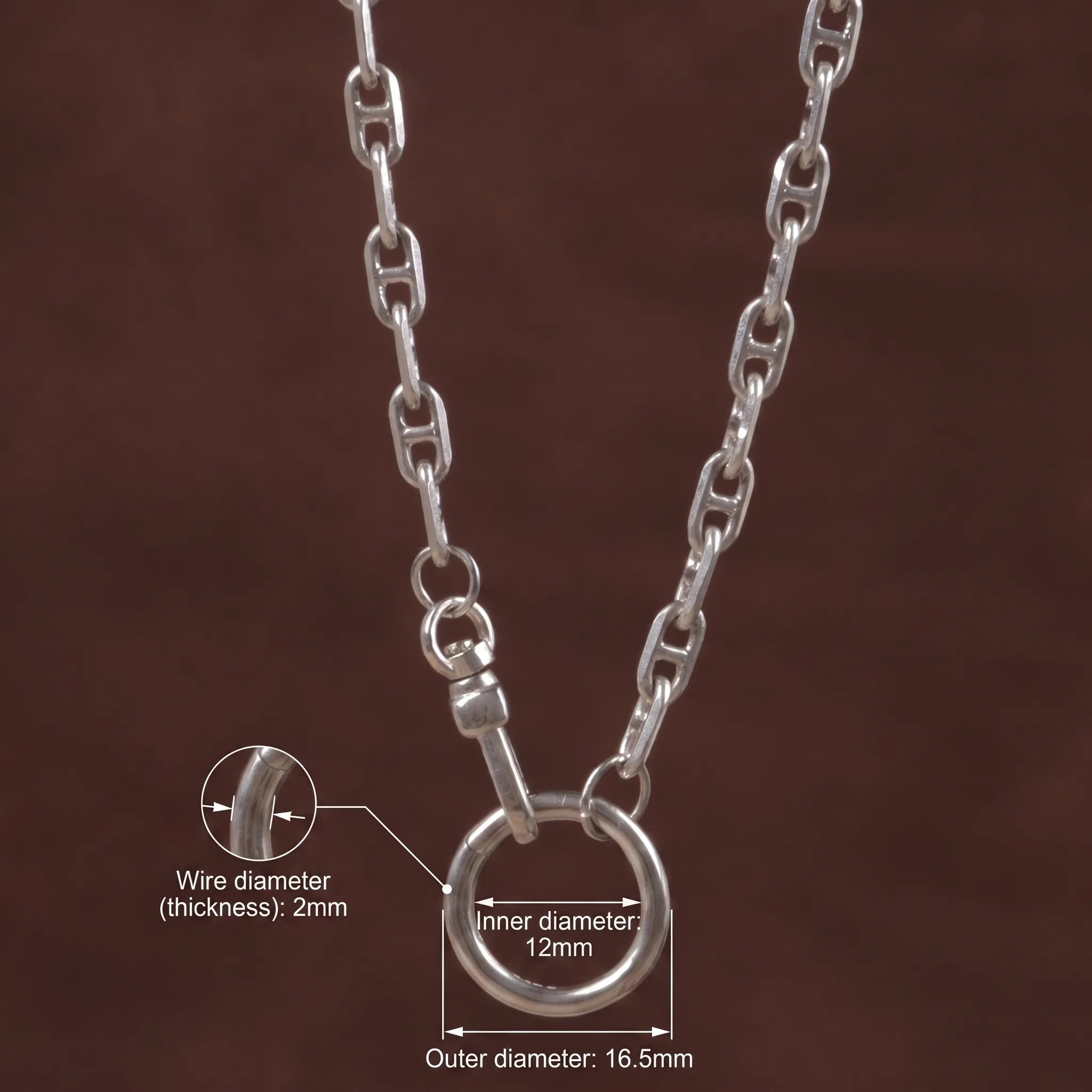 Unisex 925 Sterling Silver Mariner Anchor Chain Necklace-Spring Clasp for Pendant