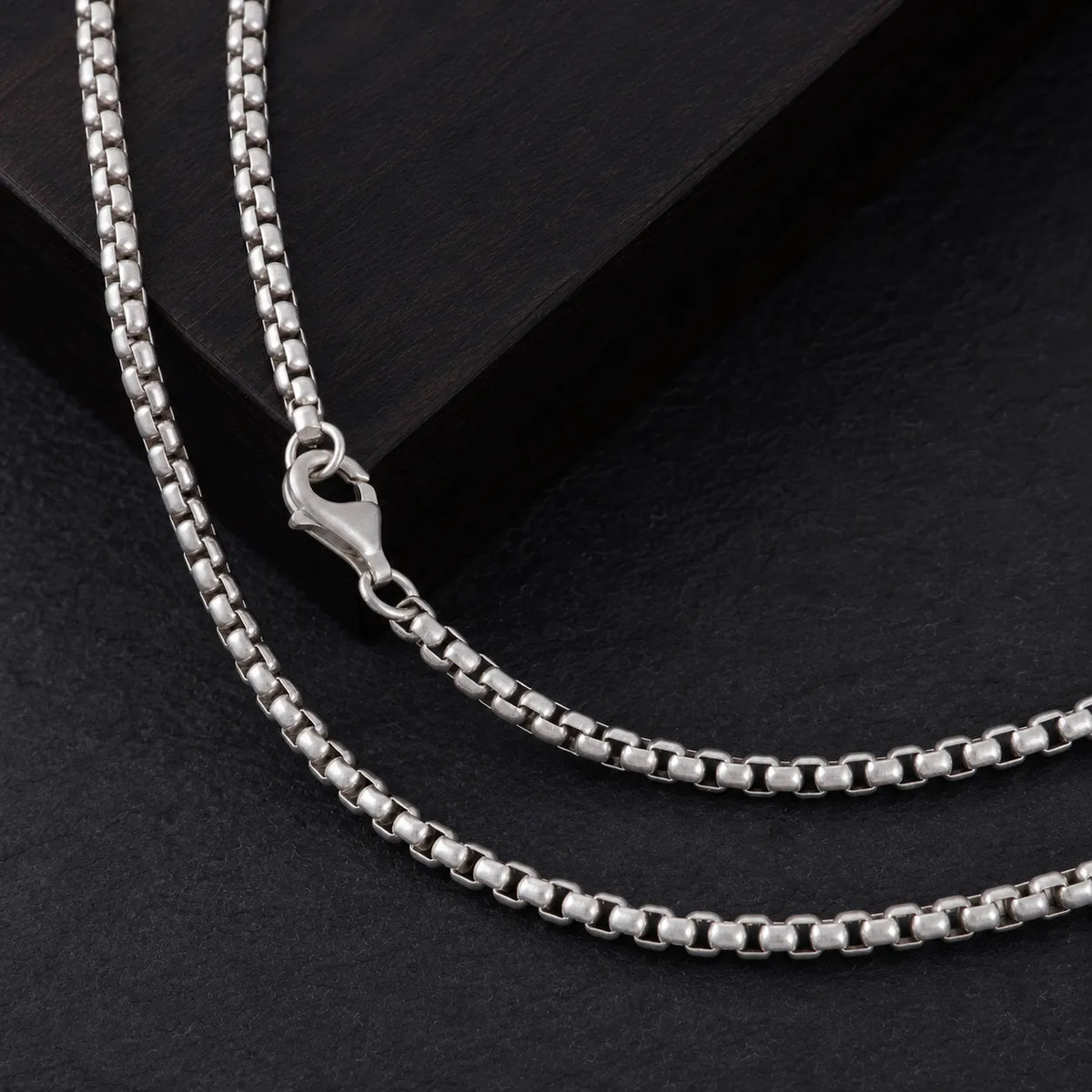 925 Sterling Silver Round Box Chain Necklace for Men & Women