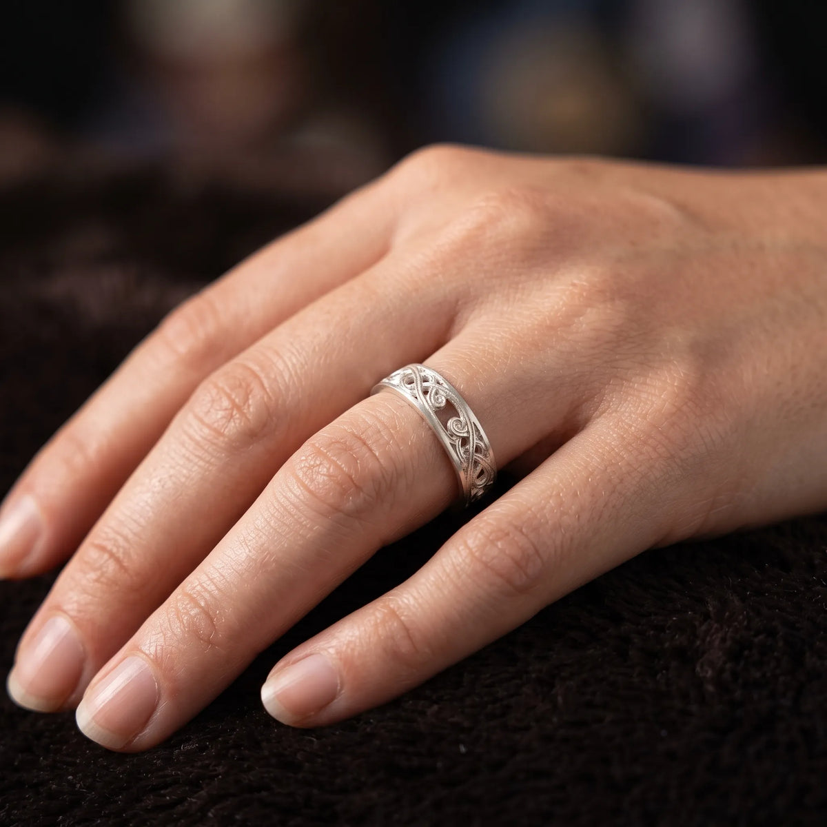 925 Sterling Silver Filigree Celtic Knot Ring for Women