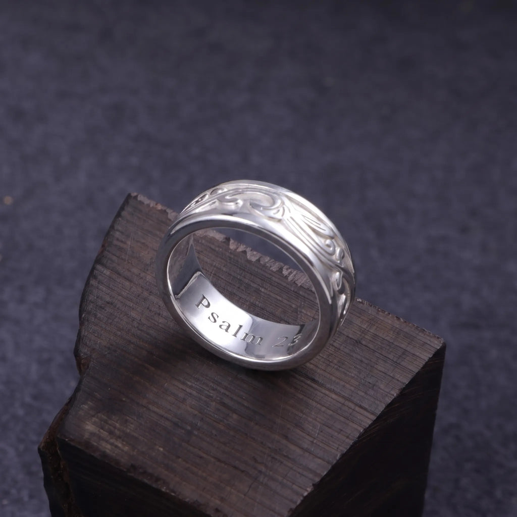 Personalized 925 Sterling Silver Vine Ring, Engraved Promise Band for Men Women
