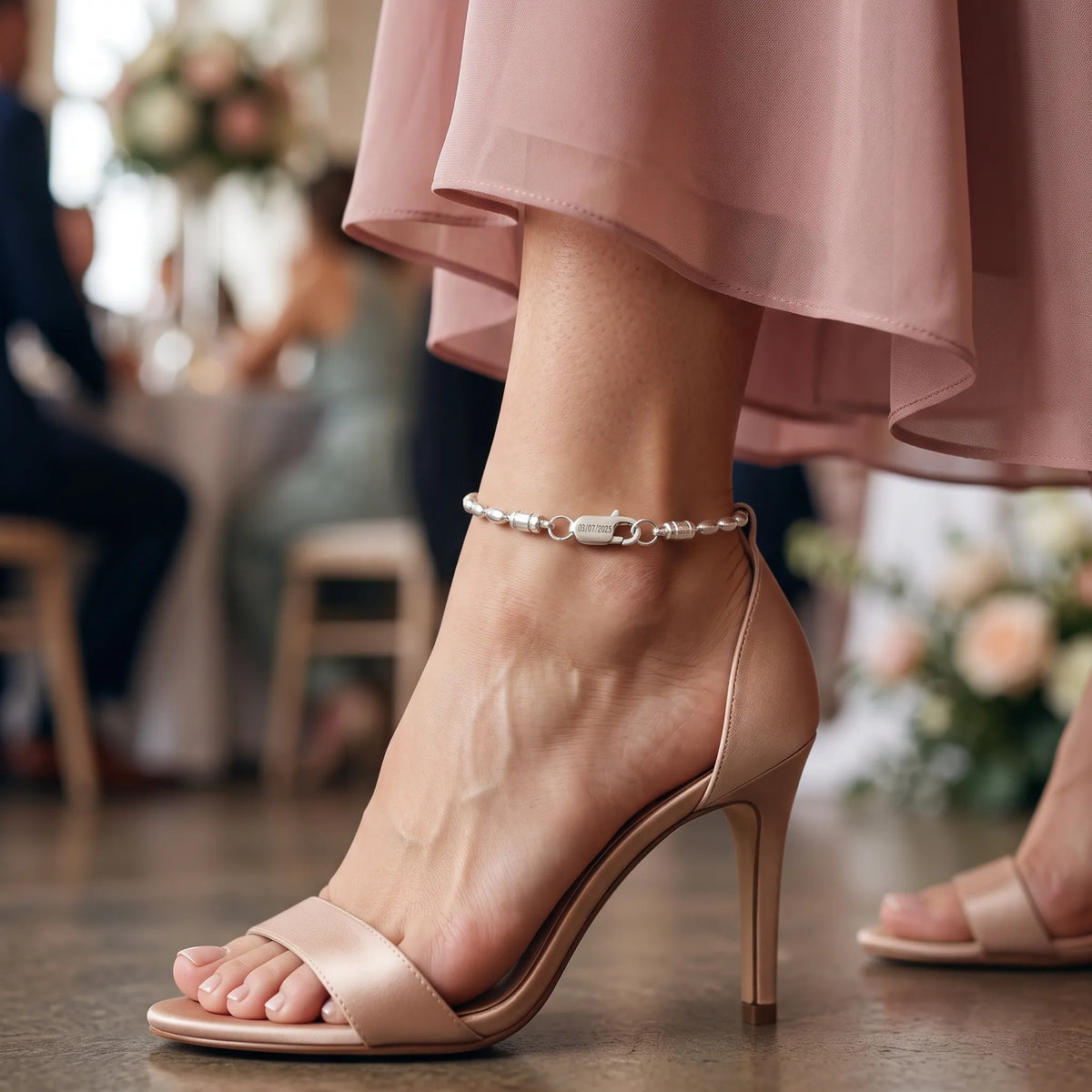 Personalized 925 Sterling Silver Anklet Custom Engraved Clasp Gift-Beach Wedding & Bridesmaid Gifts