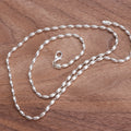 Women's 925 Sterling Silver Oval Rice Bead Chain Necklace