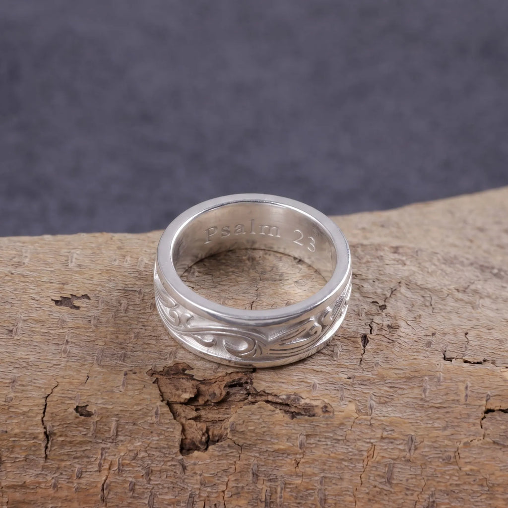 Personalized 925 Sterling Silver Vine Ring, Engraved Promise Band for Men Women