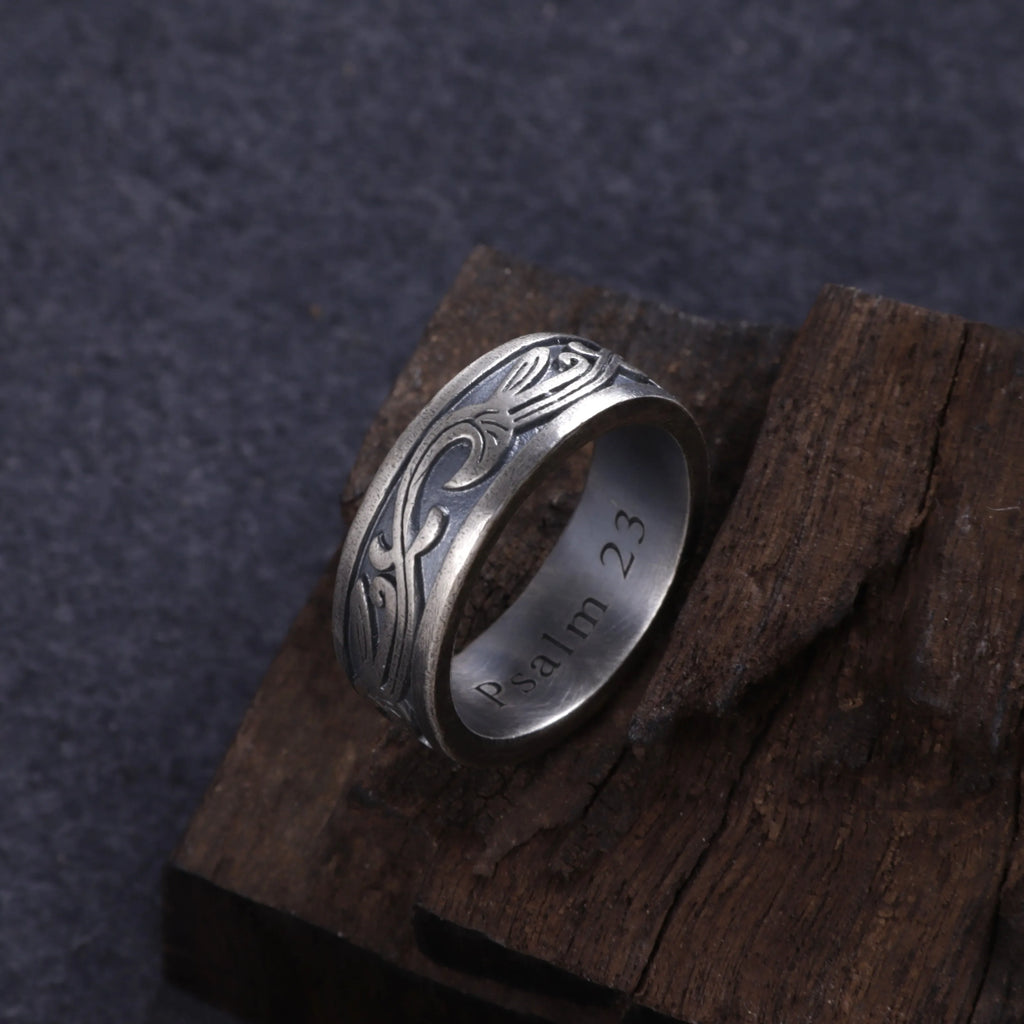 Personalized 925 Sterling Silver Vine Ring, Engraved Promise Band for Men Women