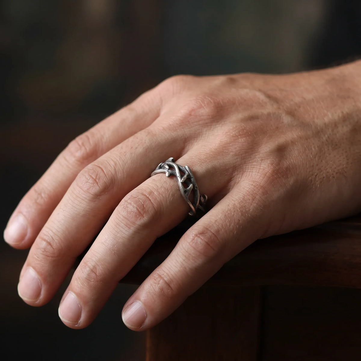 925 Sterling Silver Thorn Ring, Gothic Crown of Thorns Band Jewelry