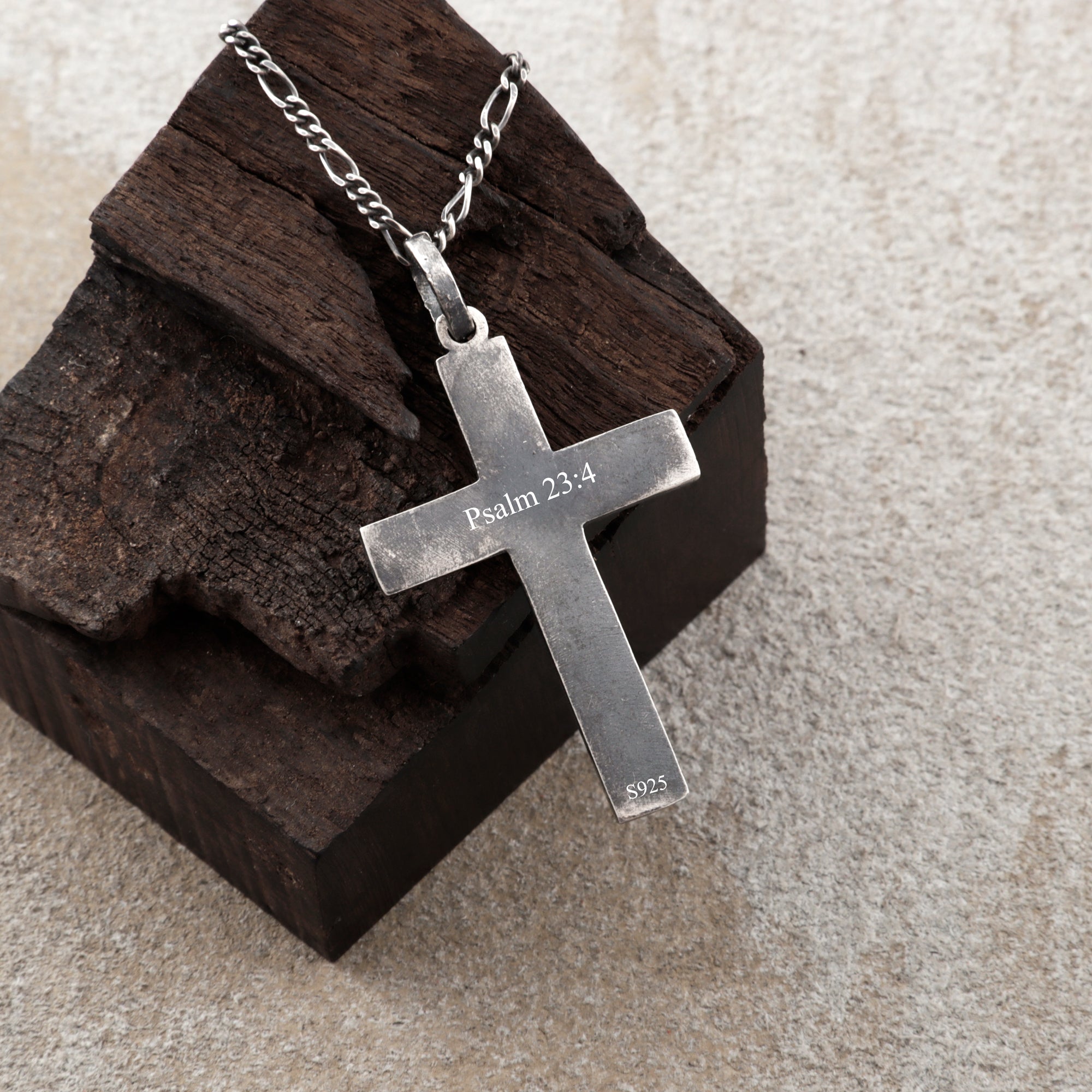 Eternal Covenant Celtic Cross, Oxidized 925 Sterling Silver Devotional Figaro Necklace