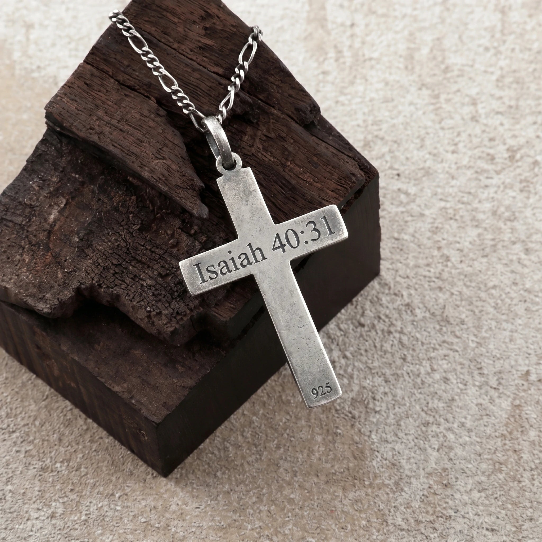 Eternal Covenant Celtic Cross, Oxidized 925 Sterling Silver Devotional Figaro Necklace