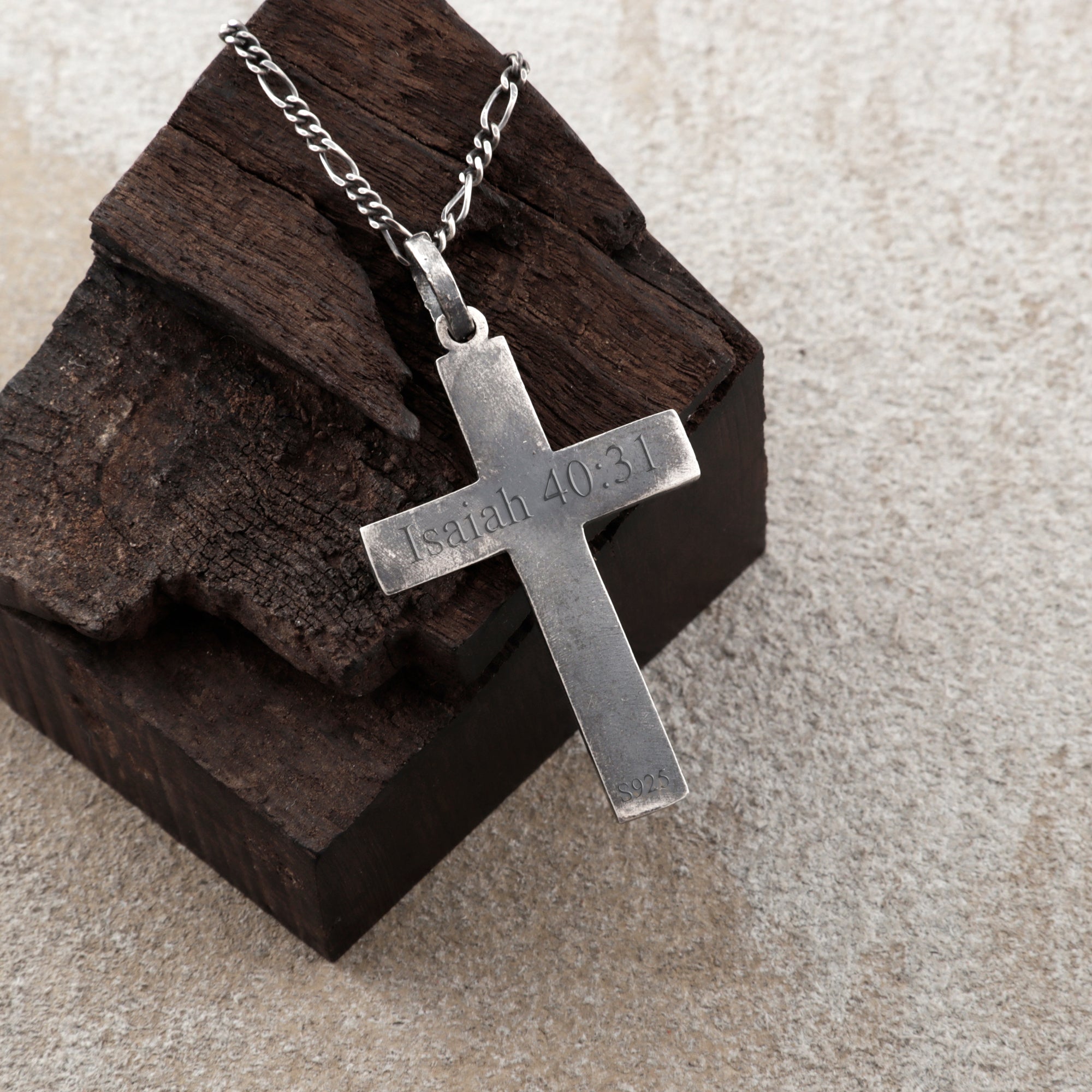 Eternal Covenant Celtic Cross, Oxidized 925 Sterling Silver Devotional Figaro Necklace