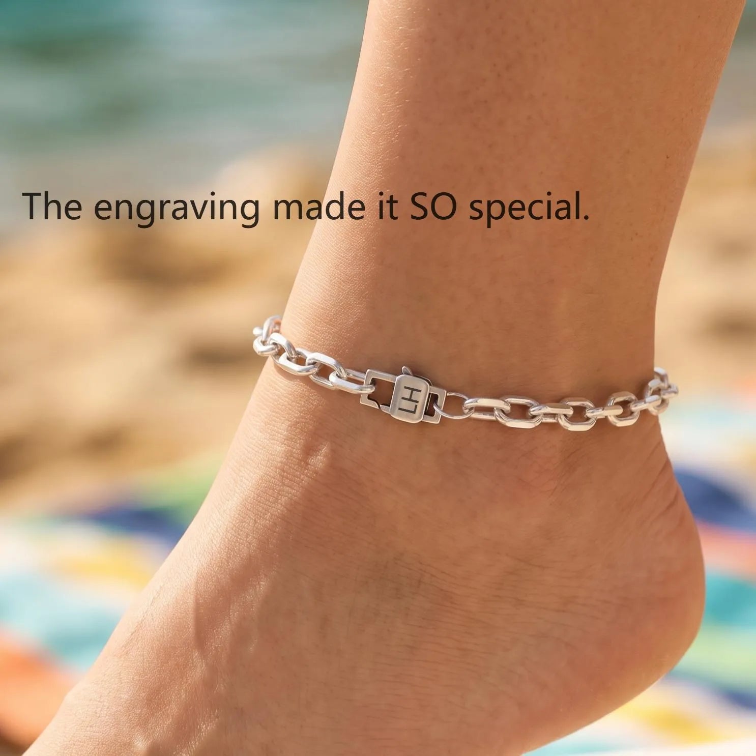 Personalized 925 Sterling Silver Anchor Cable Chain Anklet for Men Women