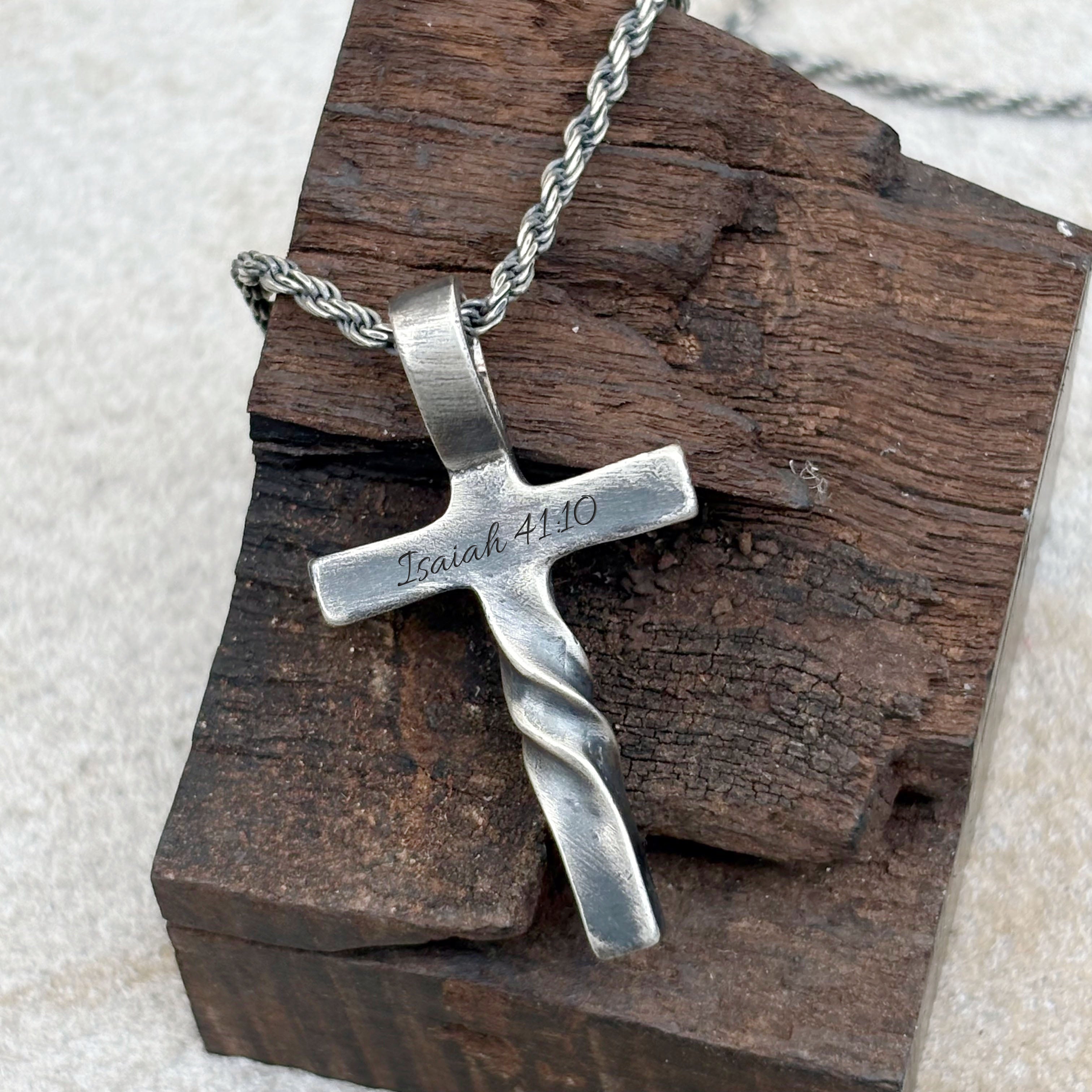 Unwavering Spirit Twisted Cross Pendant, 925 Sterling Silver Faith Amulet