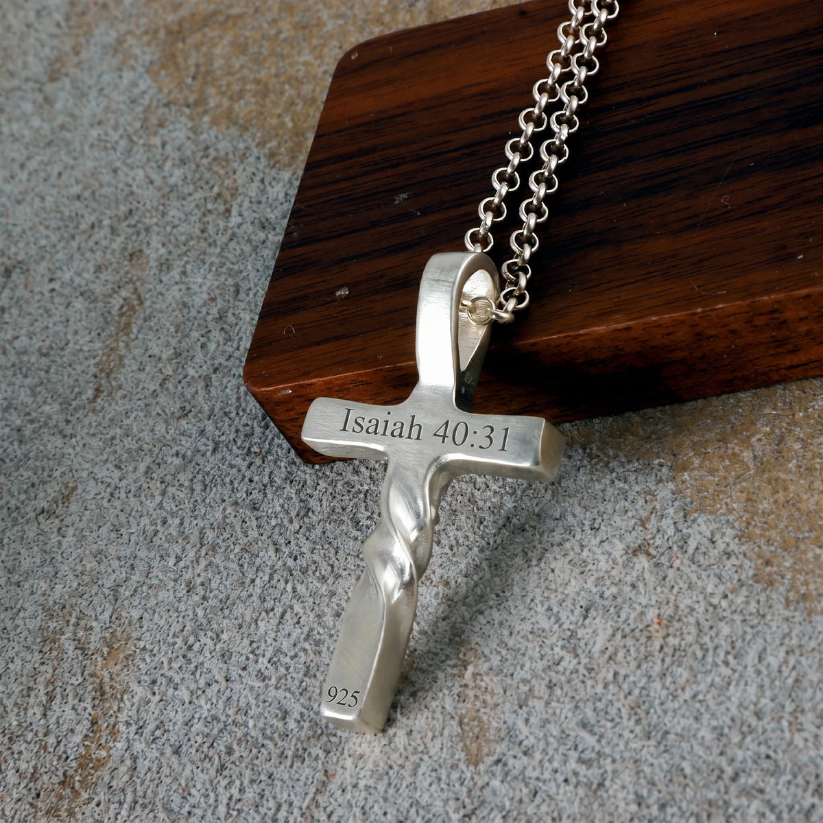 Enduring Hope Crucifix Necklace, Genuine 925 Sterling Silver Spirit of Fortitude Pendant