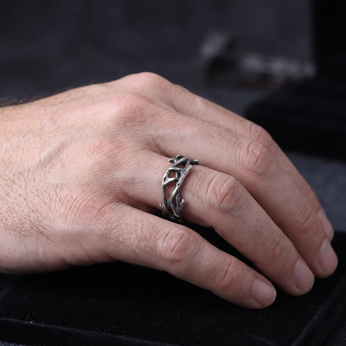 925 Sterling Silver Thorn Ring, Gothic Crown of Thorns Band Jewelry