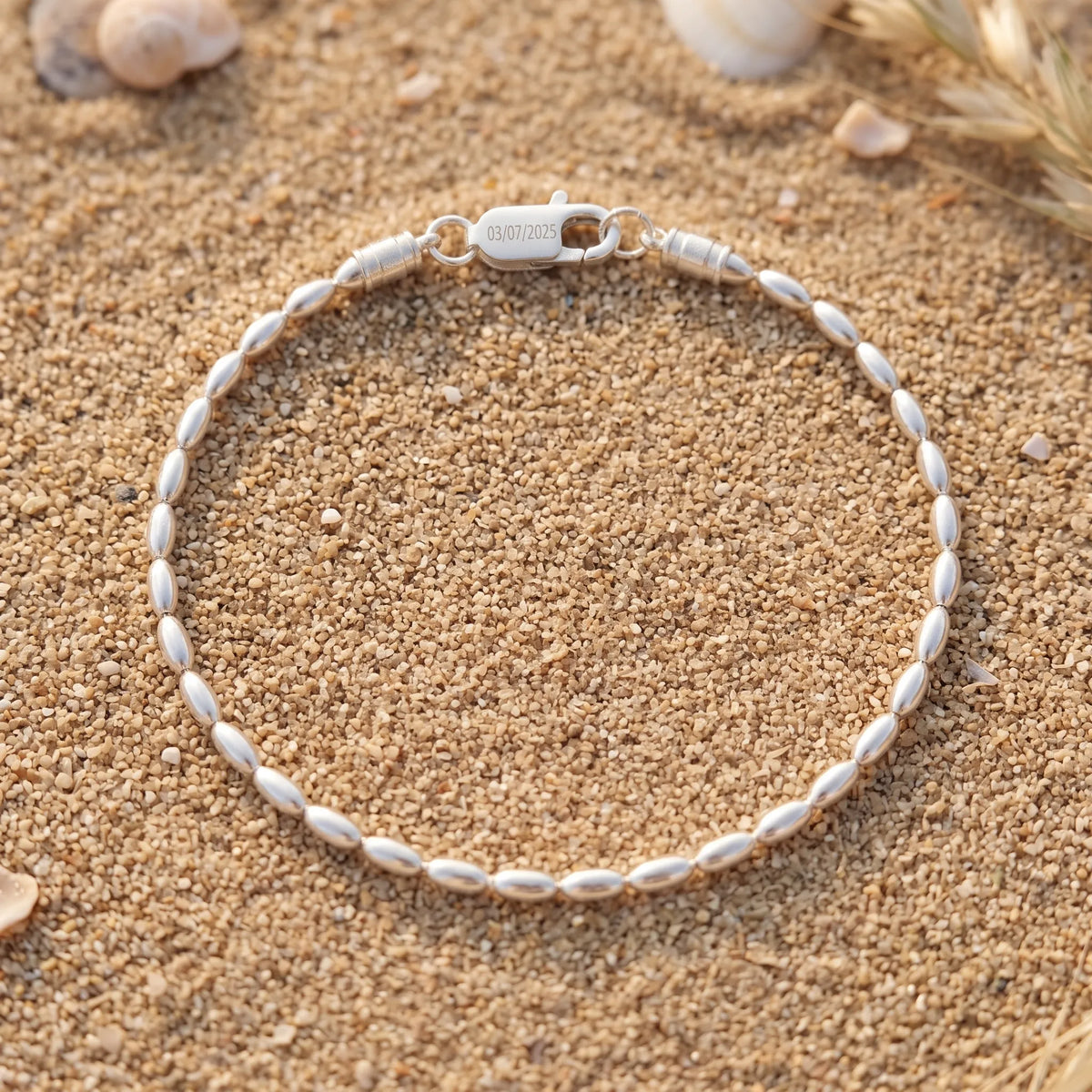 Personalized 925 Sterling Silver Anklet Custom Engraved Clasp Gift-Beach Wedding & Bridesmaid Gifts