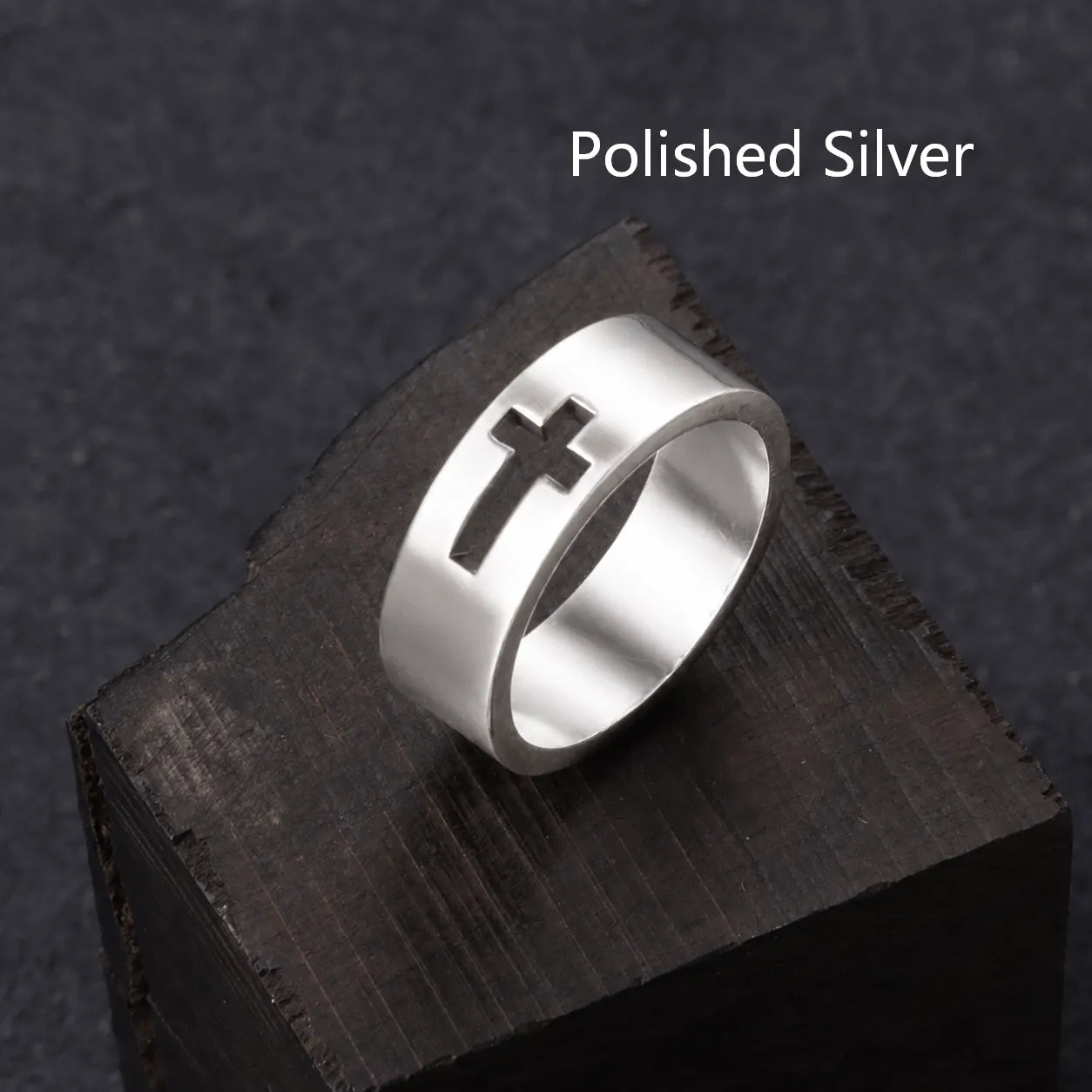 Personalized 925 Sterling Silver Cutout Cross Ring for Men Custom Engraved