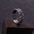 Custom Engraved Bark Textured 925 Sterling Silver Ring for Men