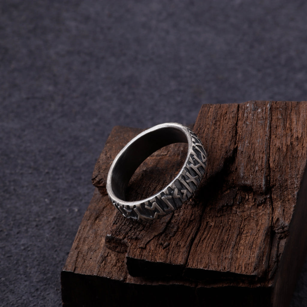 Personalized Viking Rune Ring - Custom Engraved Men's 925 Streling Silver Band