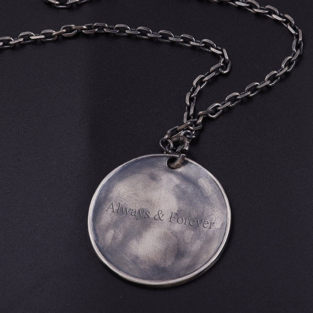 925 Sterling Silver Rose Pendant Necklace, Engravable Personalized Floral Medallion
