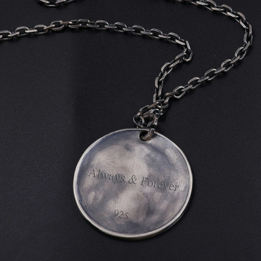 925 Sterling Silver Rose Pendant Necklace, Engravable Personalized Floral Medallion