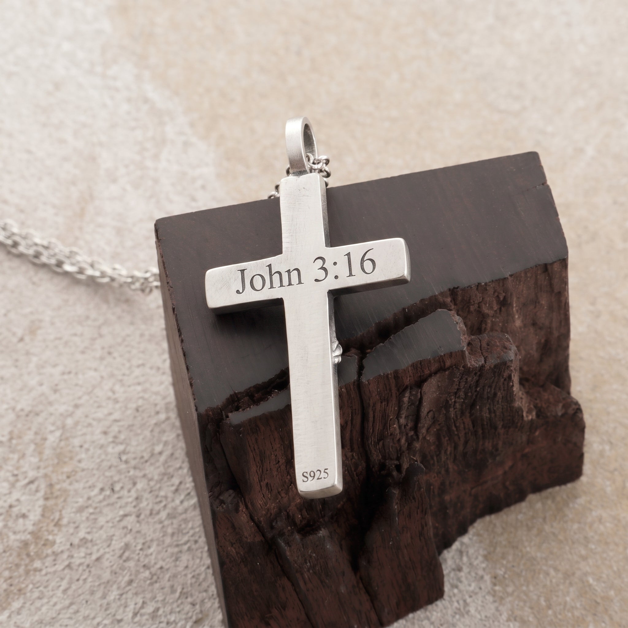 Sacred Jesus Crucifix Pendant, Engravable Solid 925 Sterling Silver Christian Faith Cross Necklace