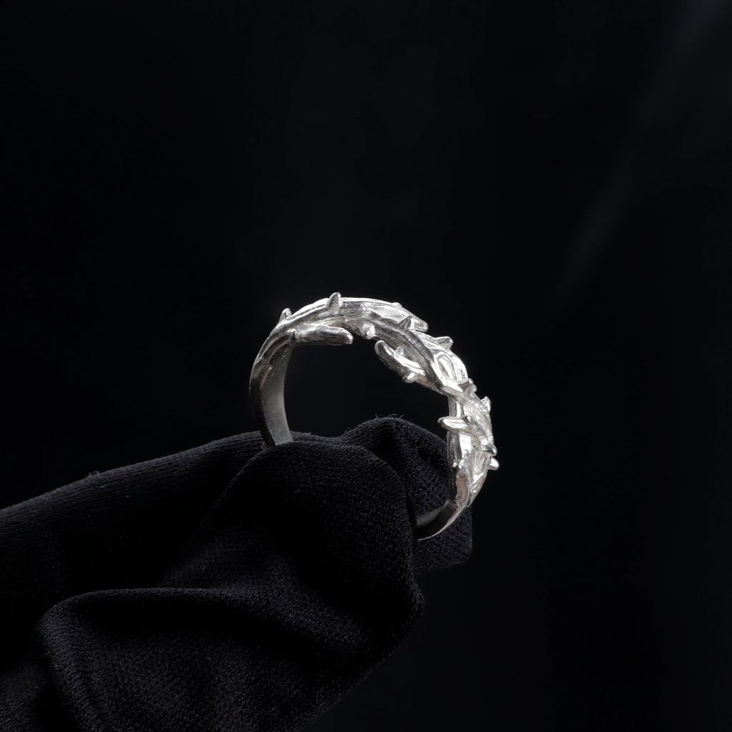 Custom Crown of Thorns 925 Sterling Silver Ring - Personalized Men's Gift