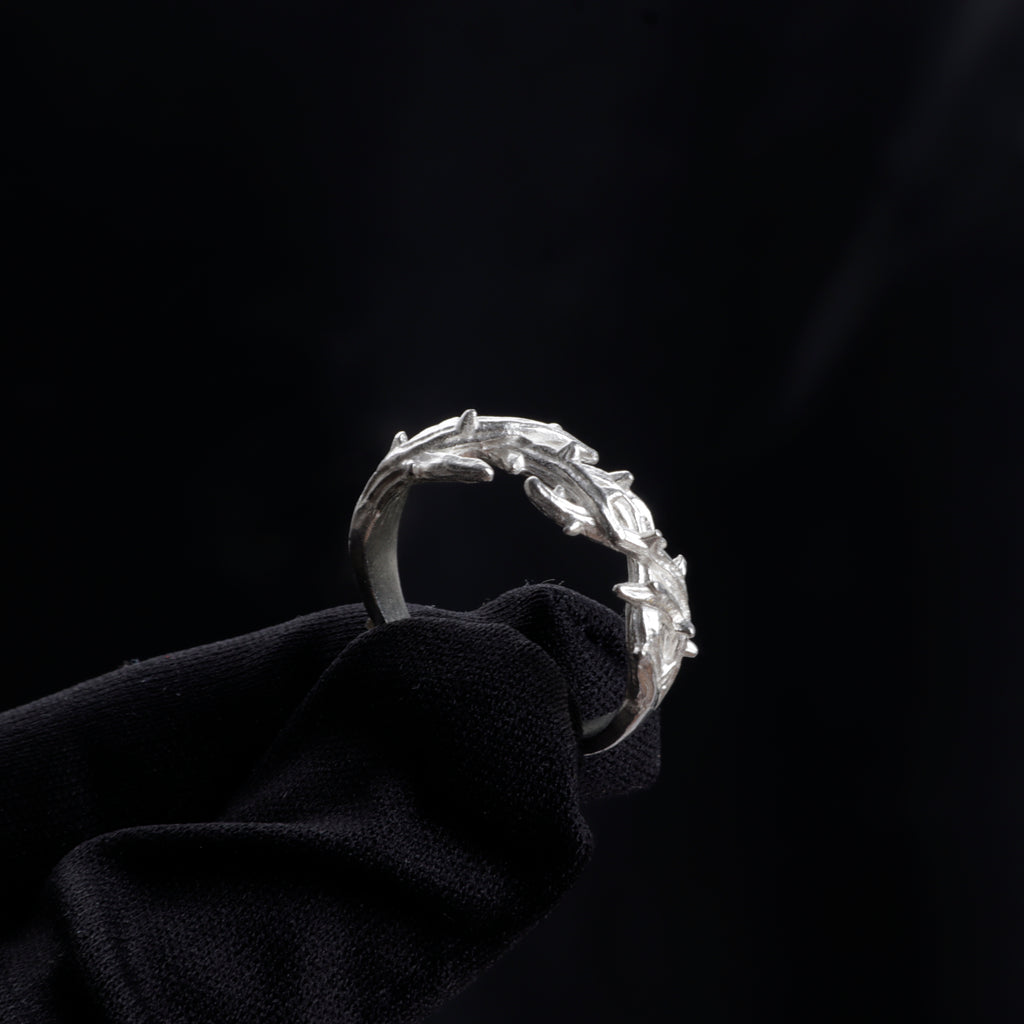 Custom Crown of Thorns Silver Ring - Personalized Men's Gift