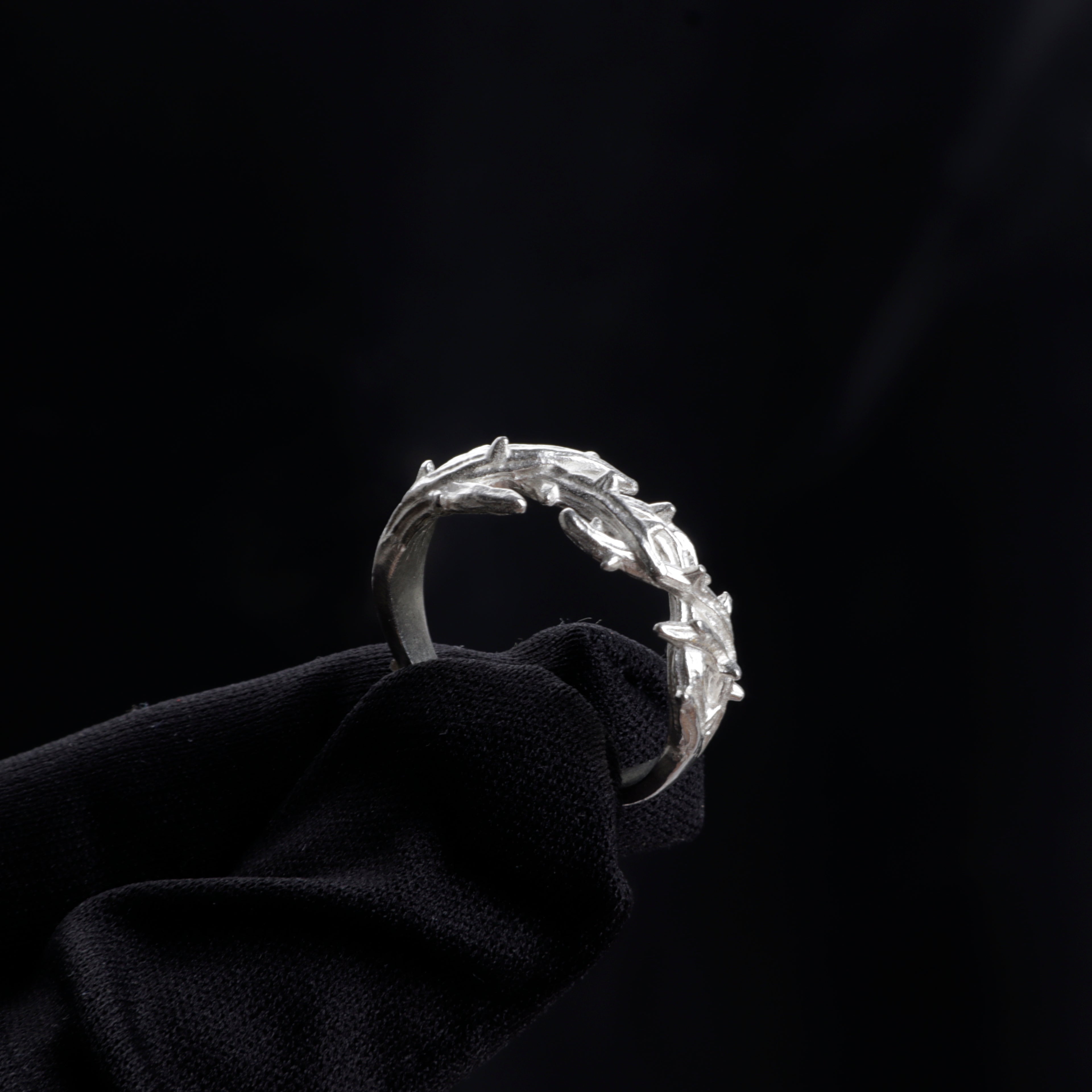 Custom Crown of Thorns Silver Ring - Personalized Men's Gift