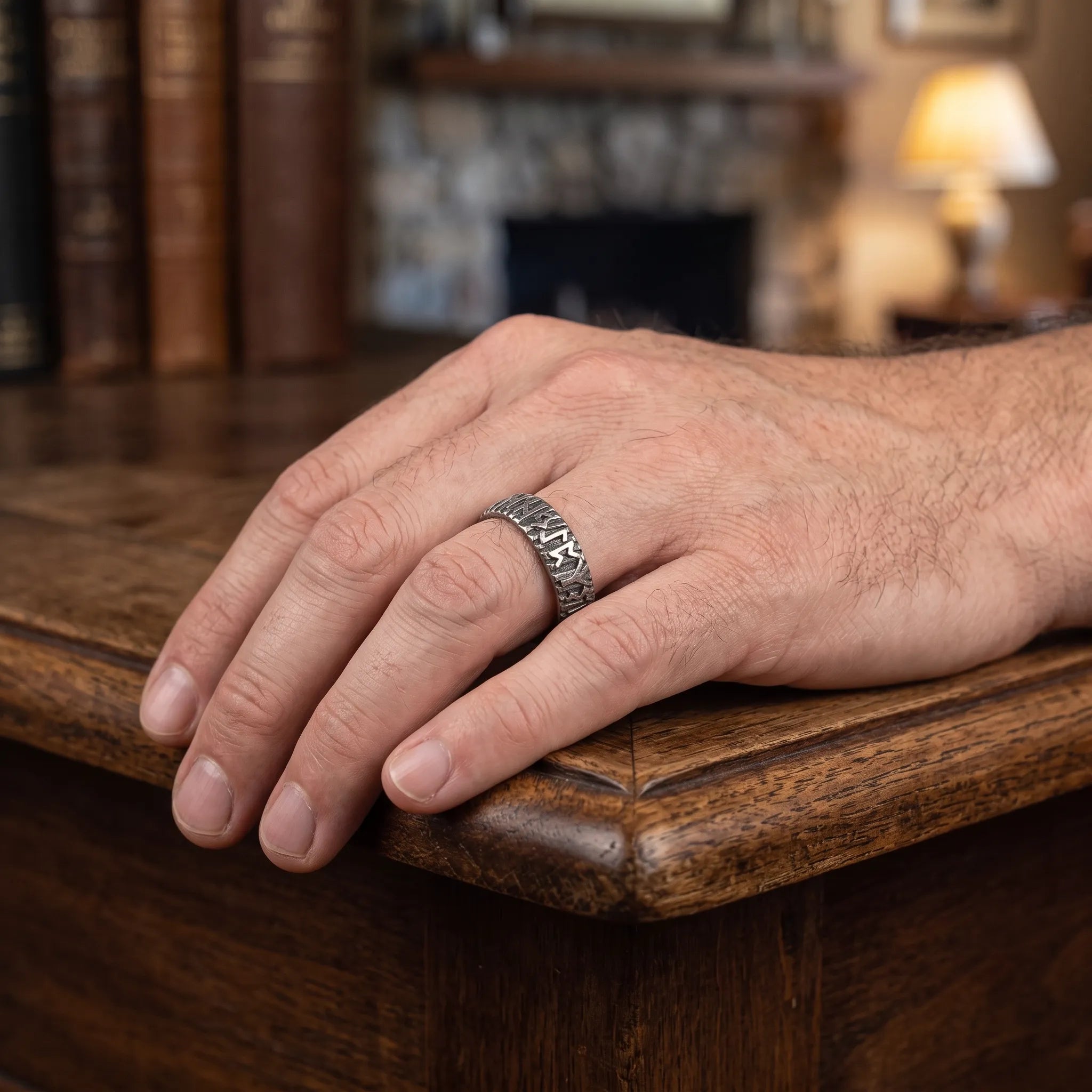 Personalized Viking Rune Ring - Custom Engraved Men's 925 Streling Silver Band