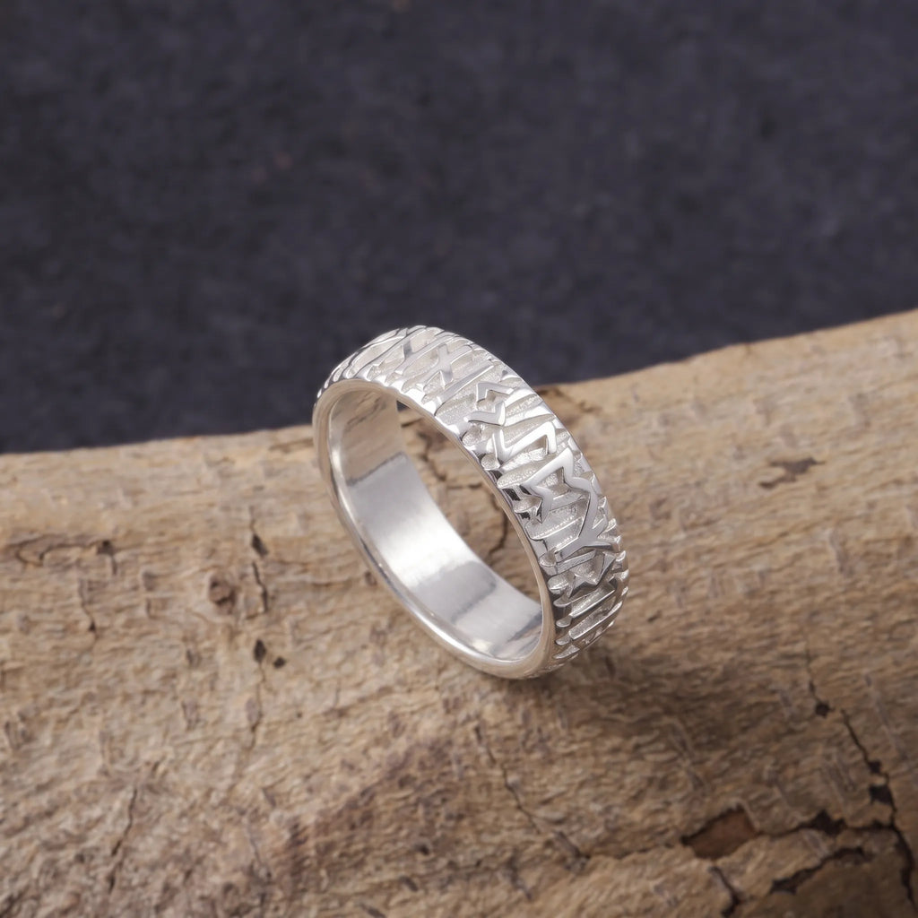 Personalized Viking Rune Ring - Custom Engraved Men's 925 Streling Silver Band