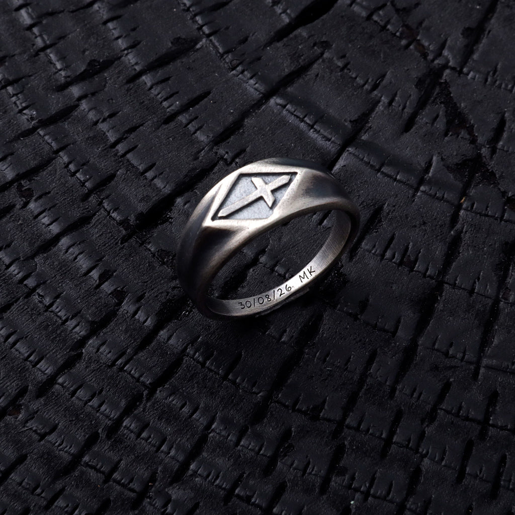 Vintage Templar Cross Signet Ring, Custom Engraved 925 Sterling Silver Band, Personalized Faith Religious Ring for Men