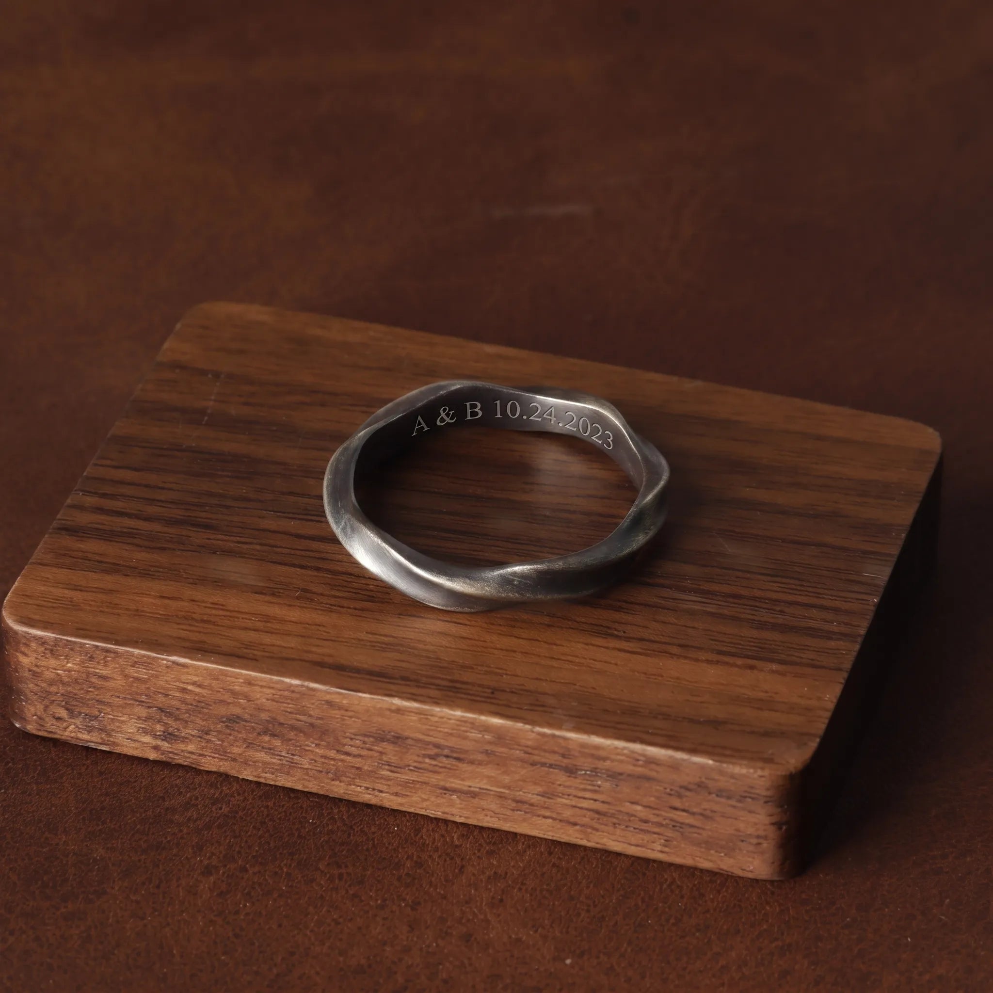 Custom Engraved Mobius Ring 925 Sterling Silver Personalized Anniversary Gift-Wedding Rings