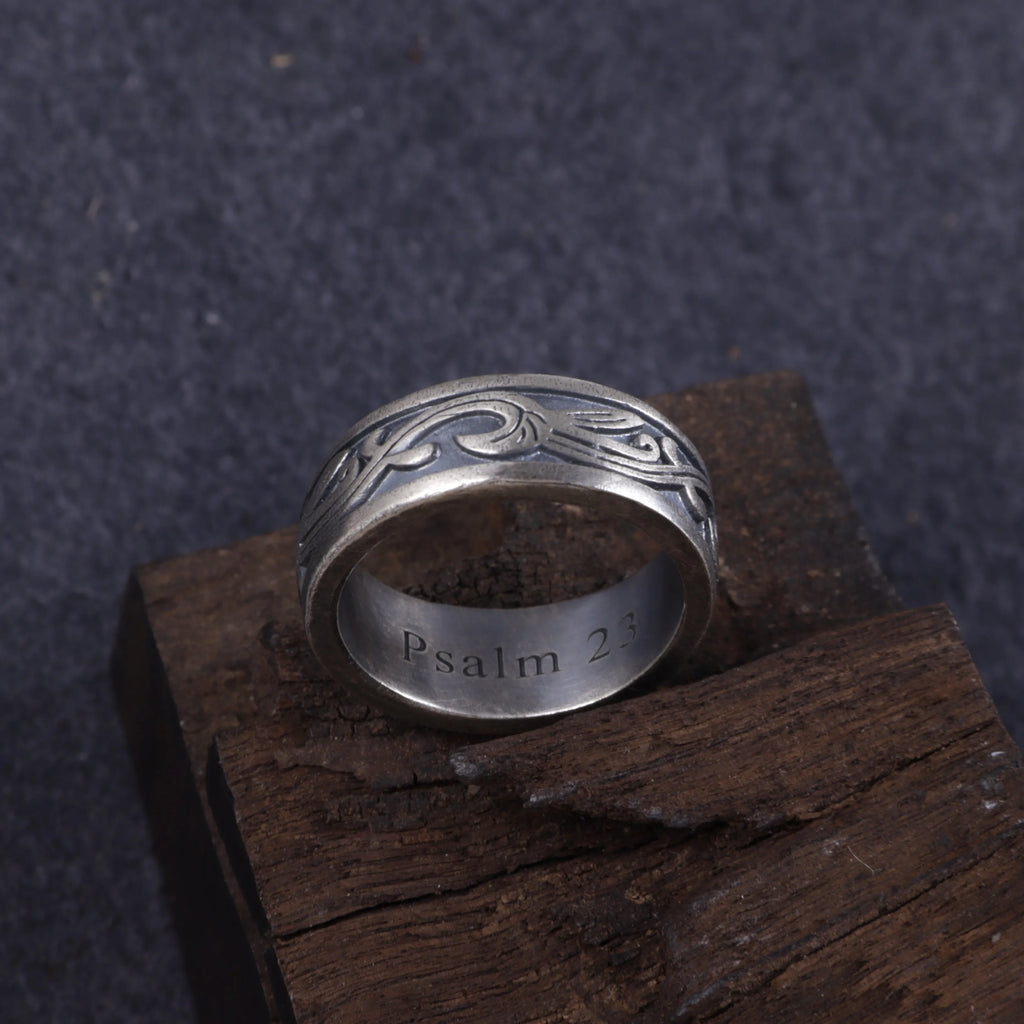Personalized 925 Sterling Silver Vine Ring, Engraved Promise Band for Men Women