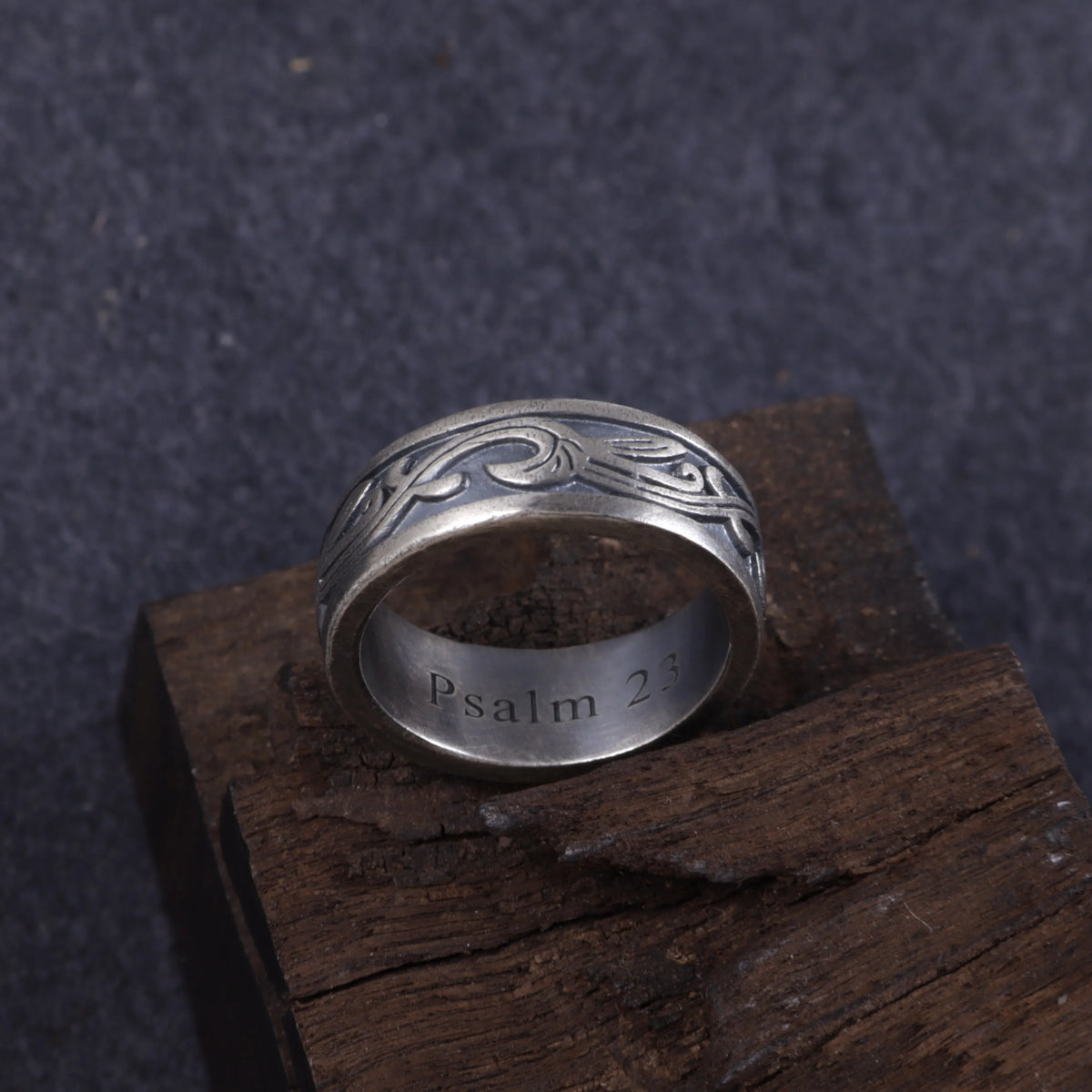 Personalized 925 Sterling Silver Vine Ring, Engraved Promise Band for Men Women