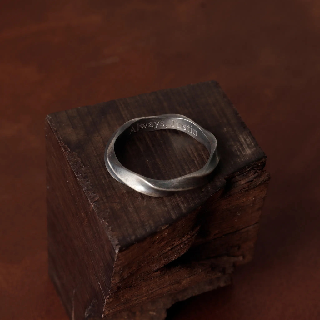 Custom Engraved Mobius Ring 925 Sterling Silver Personalized Anniversary Gift-Wedding Rings