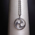 925 Sterling Silver Mitsutomoe Pendant Necklace, Vintage Hammered Tomoe Jewelry