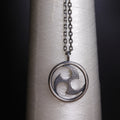 925 Sterling Silver Mitsutomoe Pendant Necklace, Vintage Hammered Tomoe Jewelry