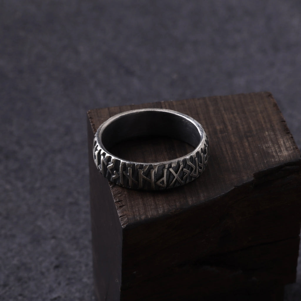 Personalized Viking Rune Ring - Custom Engraved Men's 925 Streling Silver Band
