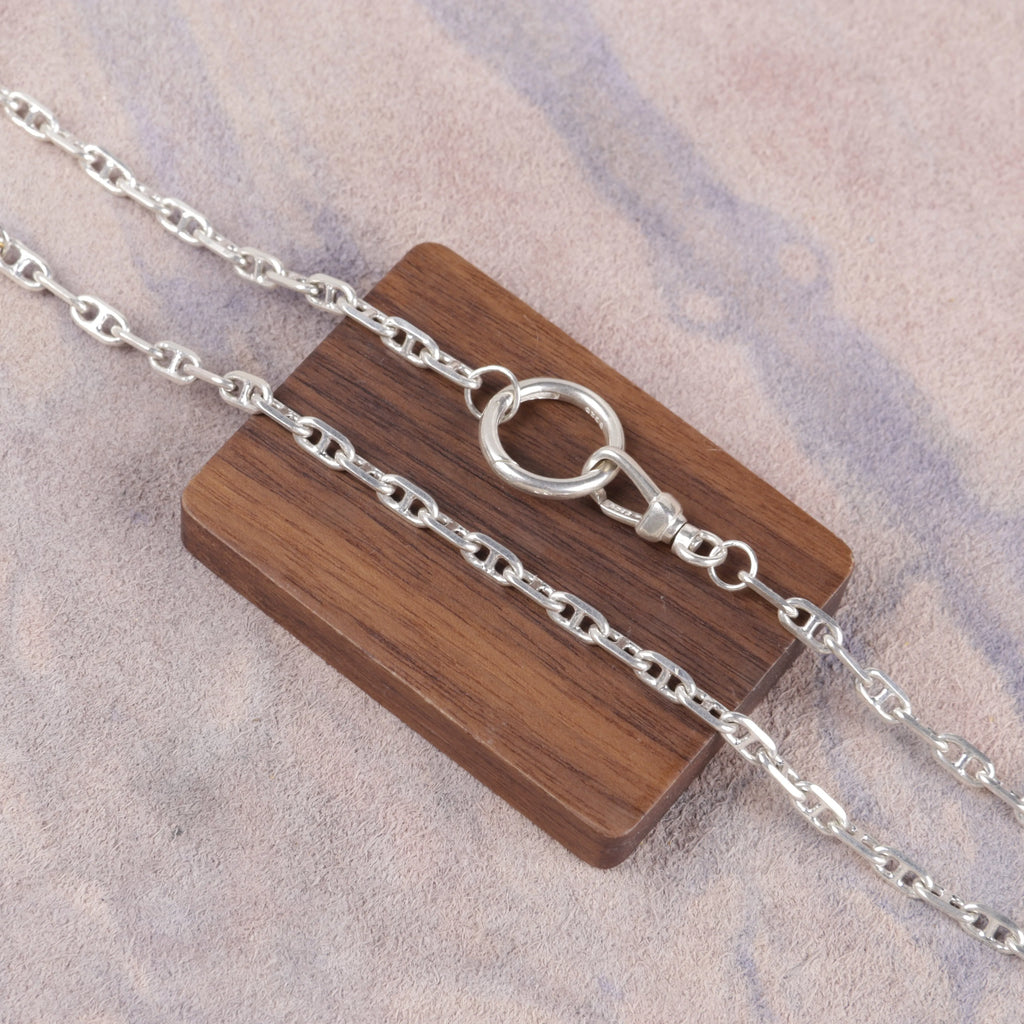 Unisex 925 Sterling Silver Mariner Anchor Chain Necklace-Spring Clasp for Pendant