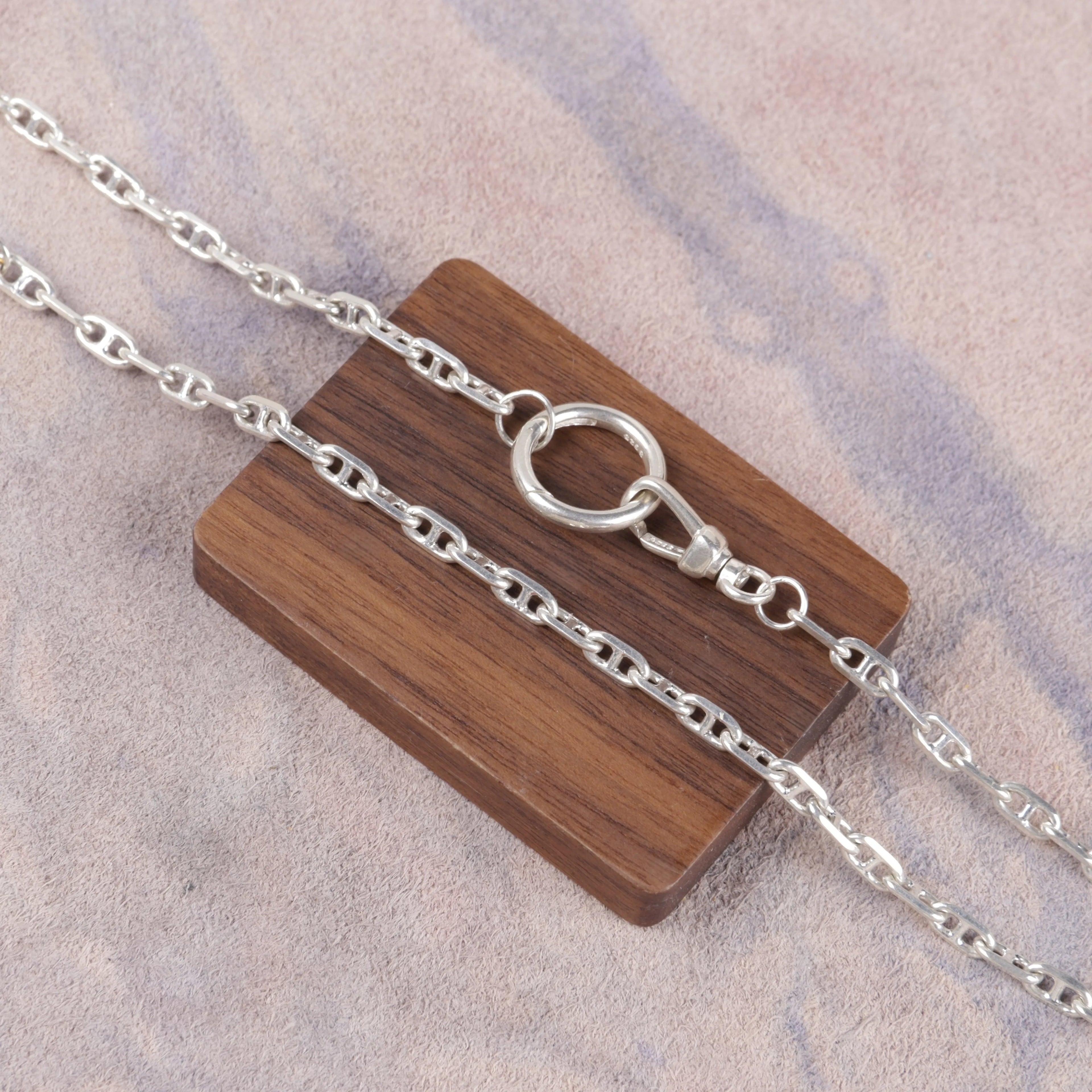Unisex 925 Sterling Silver Mariner Anchor Chain Necklace-Spring Clasp for Pendant