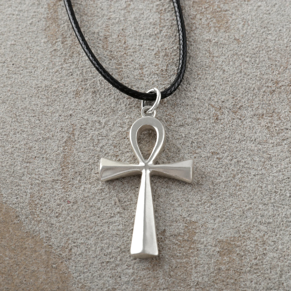 925 Sterling Silver Beveled Ankh Holy Cross Durable Faith Pendant Necklace