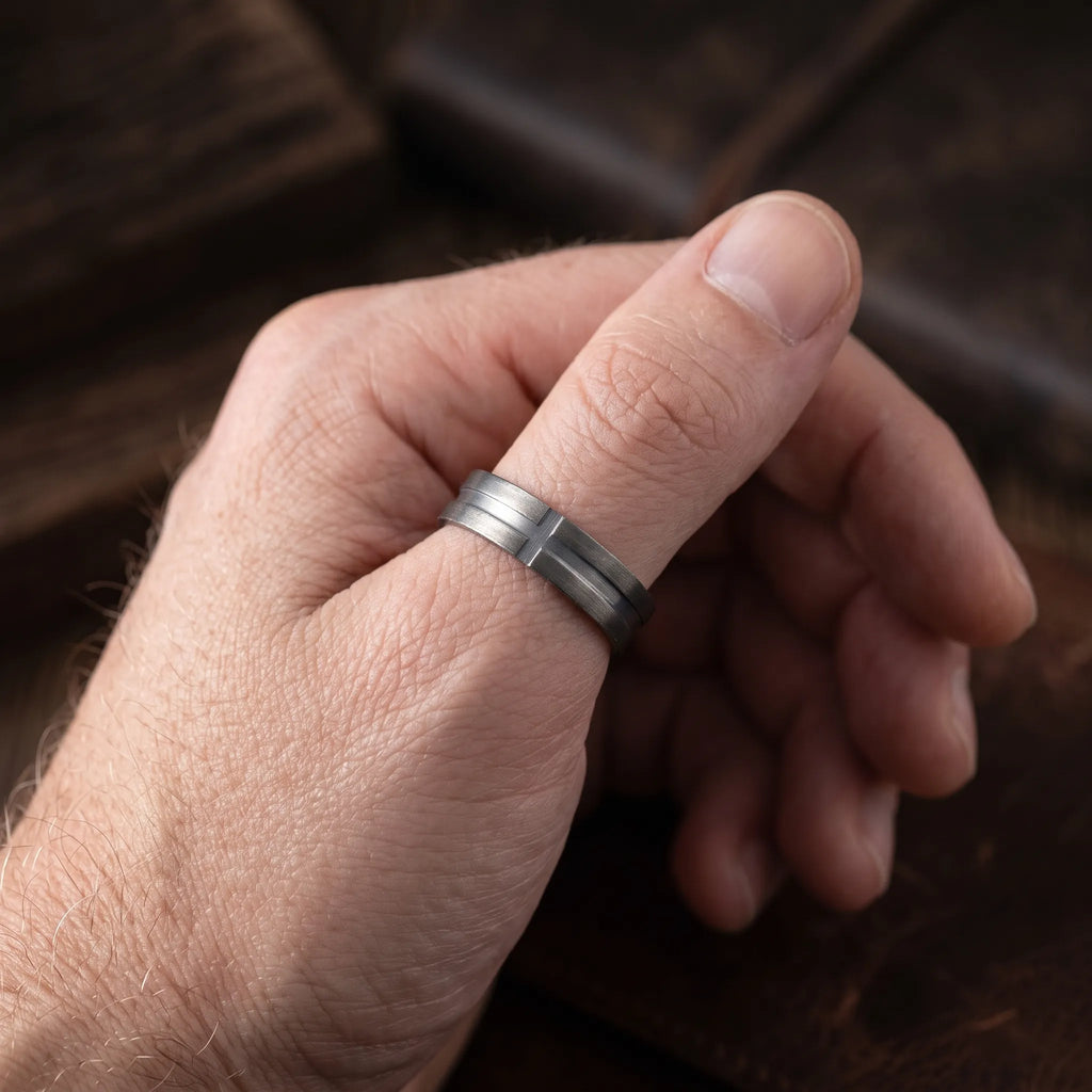 Personalized 925 Sterling Silver Cross Ring Engraved Faith Jewelry Mens Gift
