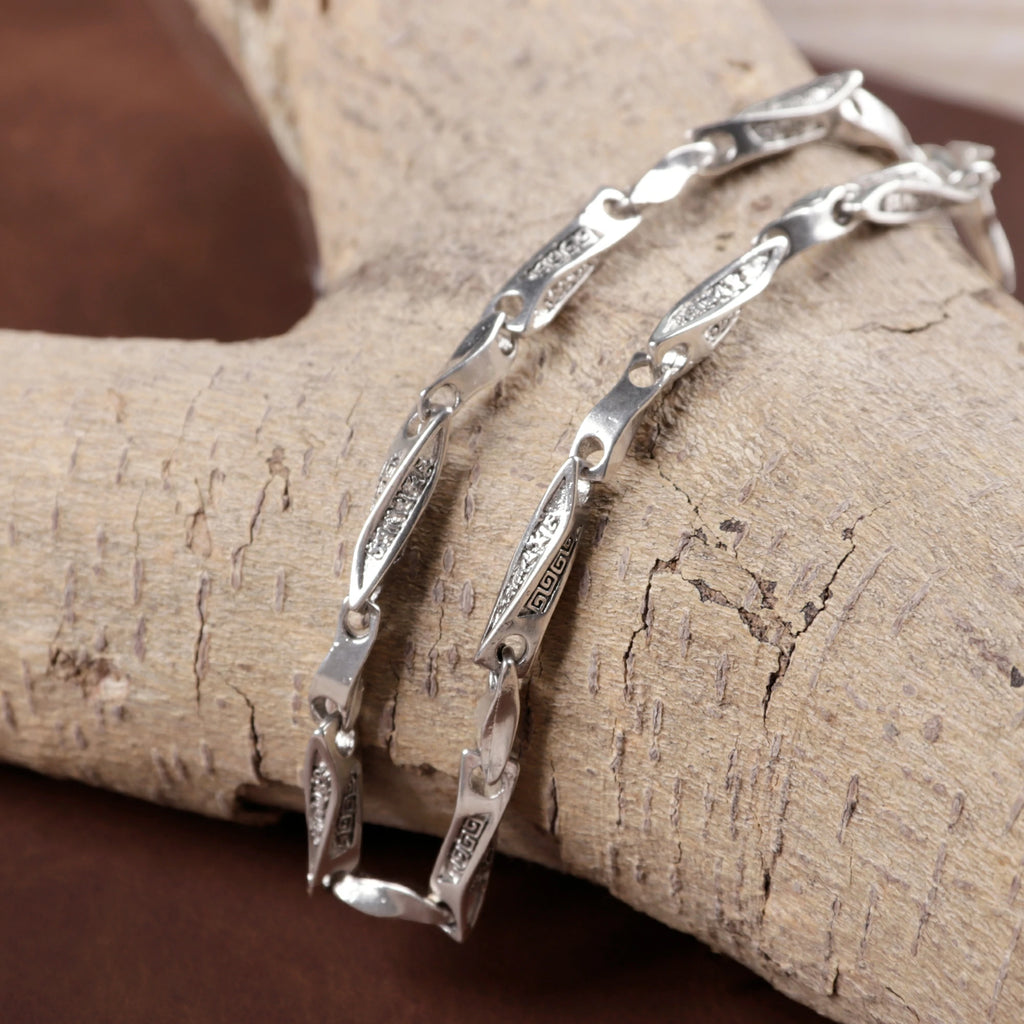 925 Sterling Silver Lightning Bolt Toggle Clasp Durable Link Bracelet Gift