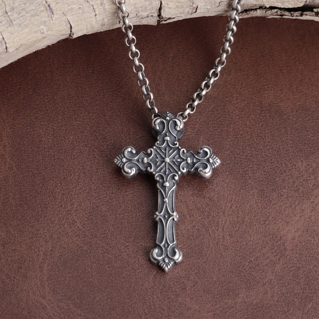 Custom 925 Sterling Silver Baroque Cross Pendant Enfolding Your Soul In Heavenly Grace