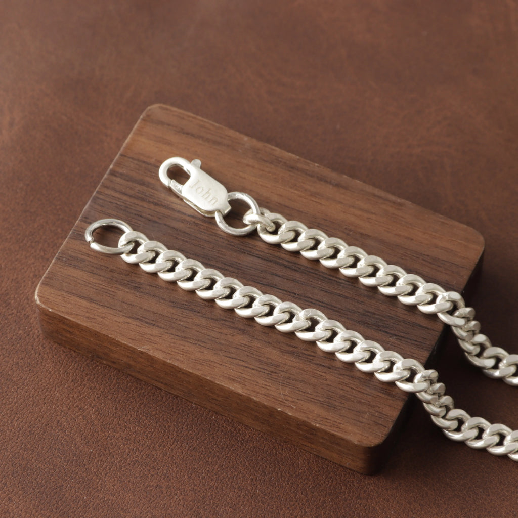 Custom Engraved Silver Anklet 925 Sterling Curb Chain Beach Wedding Gift